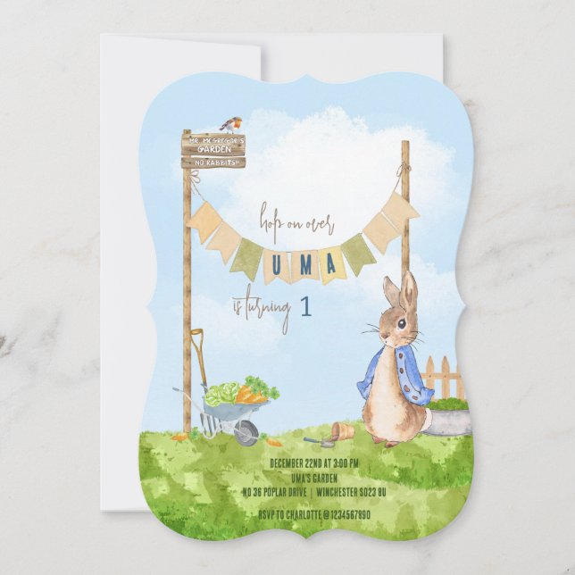 Peter the Rabbit Birthday Garden Party  Invitation (Front)