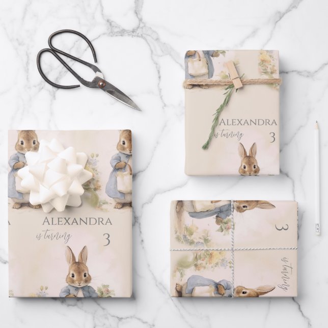 Peter the Rabbit Birthday Party Wrapping Paper Sheet (Front)