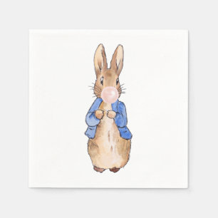 Peter the Rabbit Blowing a White Bubble gum  Napkin