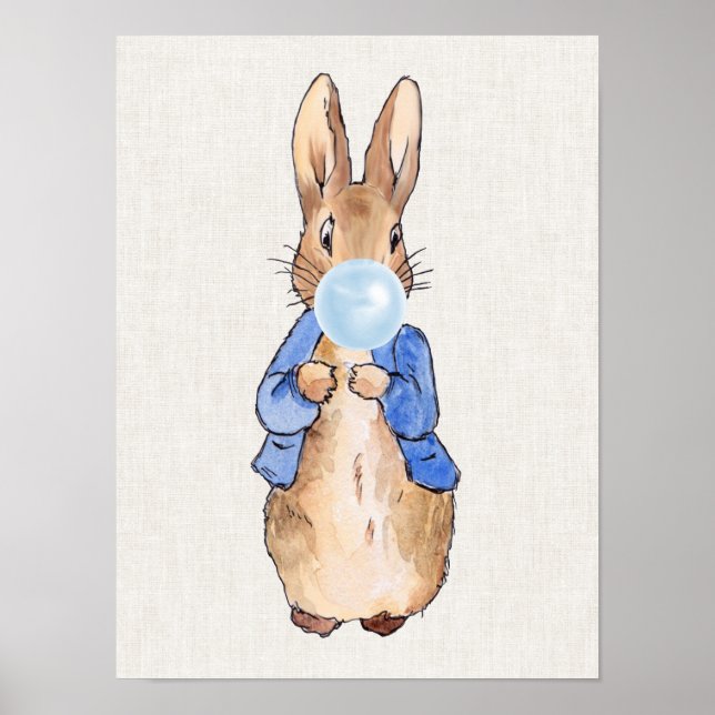 Peter the rabbit blowing bubble gum poster (Front)