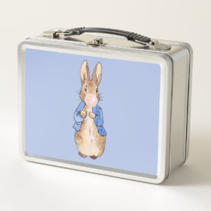Peter the Rabbit Blowing Pink Bubble gum Metal Lunch Box