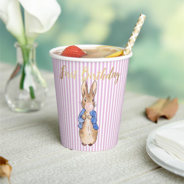 Peter the Rabbit Blowing Pink Bubble gum  Paper Cups (Insitu)