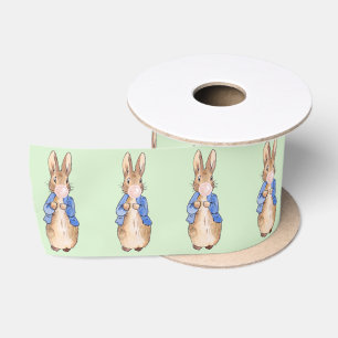 Peter the Rabbit Blowing Pink Bubble gum Satin Ribbon