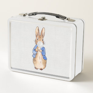 Peter the Rabbit Blowing White Bubble gum Metal Lunch Box