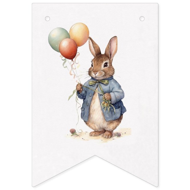Peter the rabbit blue jacket with balloons bunting  (Third Flag)