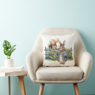Peter the rabbit blue jacket with balloons cushion