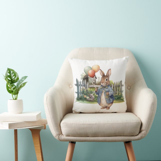 Peter the rabbit blue jacket with balloons cushion (Chair)