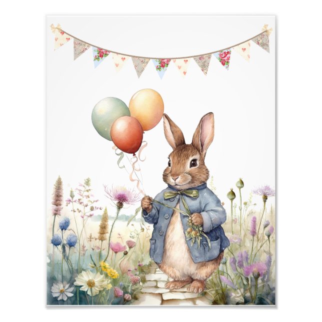 Peter the rabbit blue jacket with balloons photo print (Front)