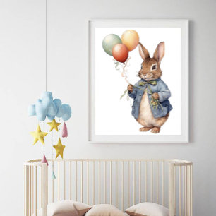Peter the rabbit blue jacket with balloons photo print