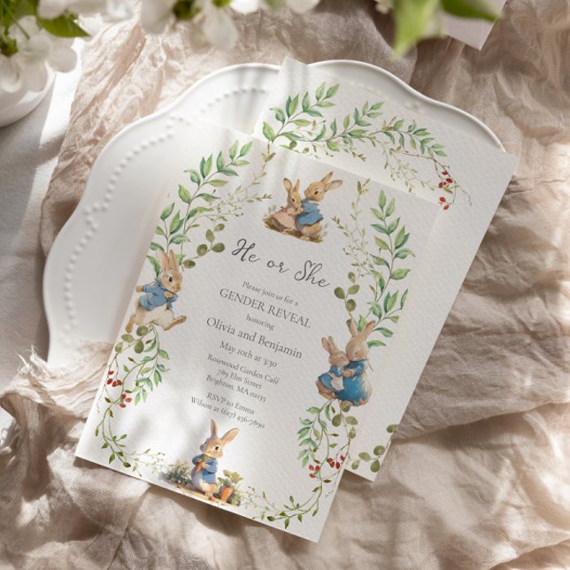 Peter the Rabbit Botanical Gender Reveal  Invitation (Creator Uploaded)