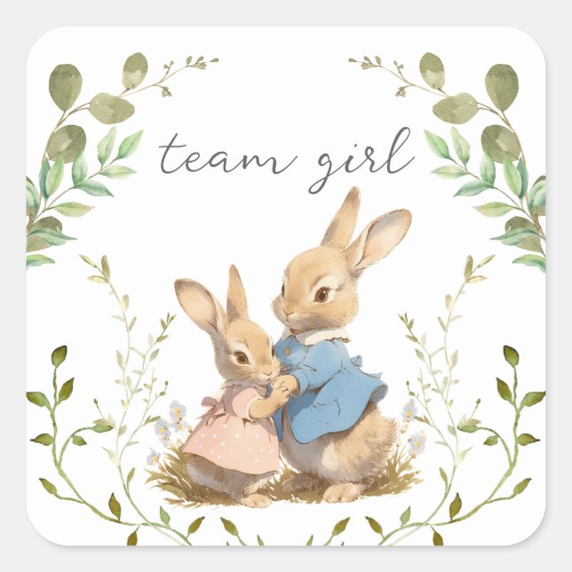 Peter the Rabbit Botanical Team girl He or She  Square Sticker (Front)