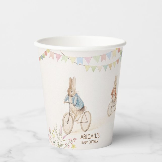 Peter the Rabbit Bunny Gender Neutral Baby Shower Paper Cups (Front)