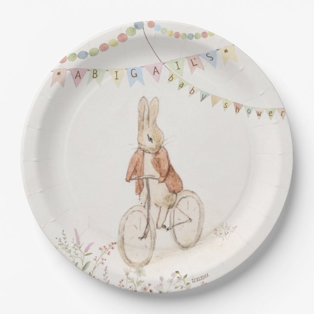 Peter the Rabbit Bunny Gender Neutral Baby Shower Paper Plate (Front)
