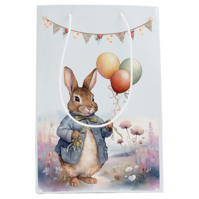 Peter the rabbit buntings & balloons medium gift bag (Front)