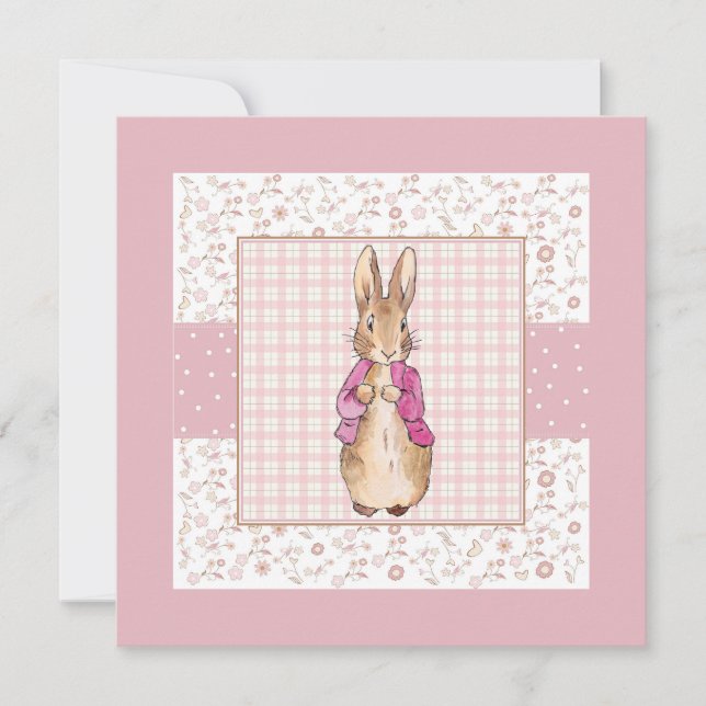 Peter the Rabbit Check & Floral pattern Invitation (Front)