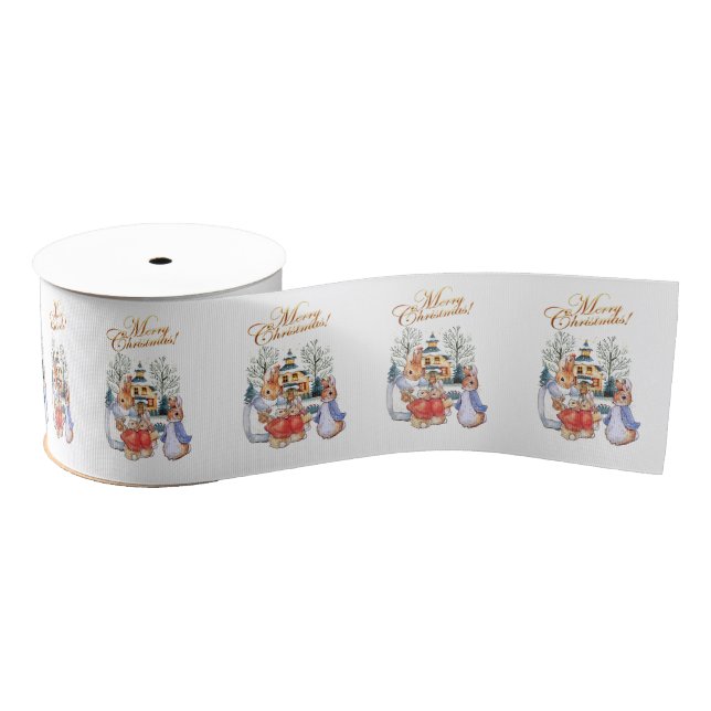 Peter the rabbit Christmas shopping Grosgrain Ribbon (Spool)