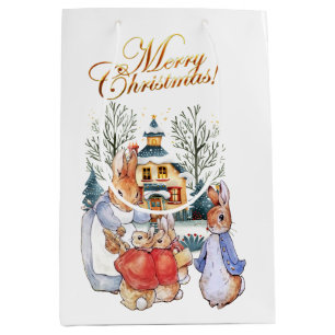 Peter the rabbit Christmas shopping Medium Gift Bag