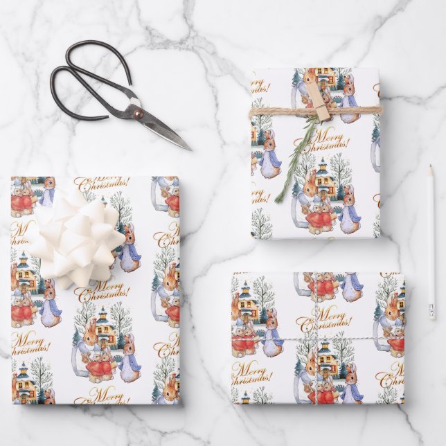 Peter the rabbit Christmas shopping Wrapping Paper Sheet (Front)