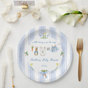 Peter the Rabbit Clothesline Baby Shower Paper Plate