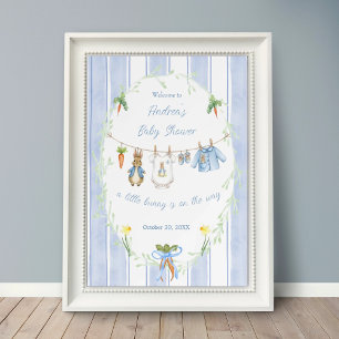 Peter the Rabbit Clothesline Baby Shower Welcome Poster