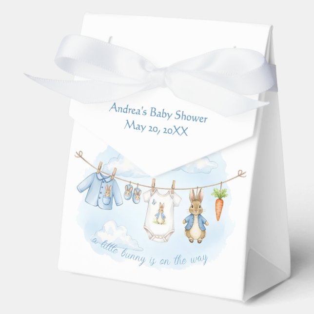 Peter the Rabbit Cute Clothesline Baby Shower   Favour Box (Front)