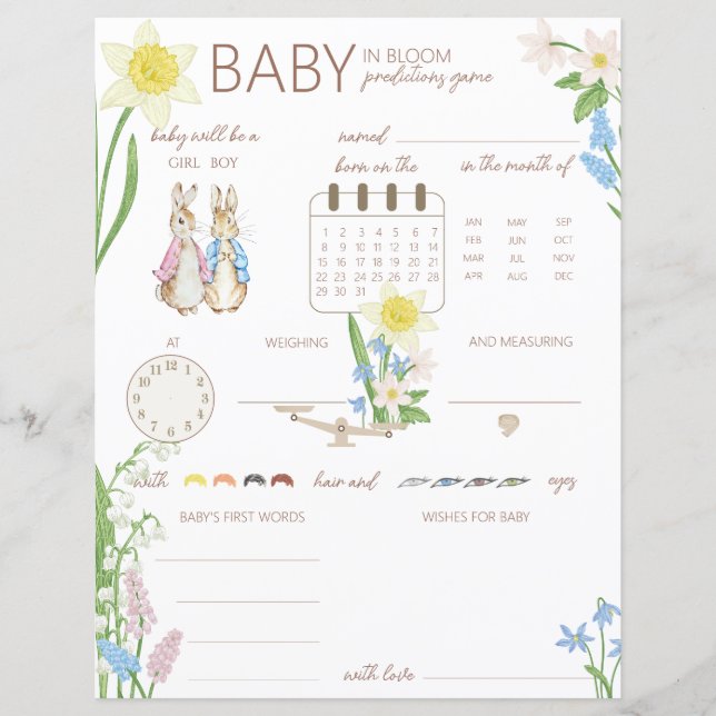 Peter the Rabbit Easter Spring Bloom Guessing Game (Front)