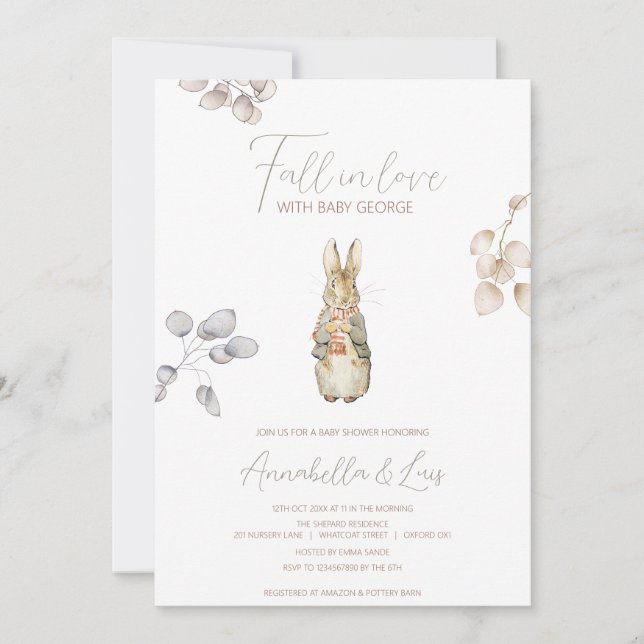 Peter the Rabbit Fall Autumn Winter Baby Shower Invitation (Front)