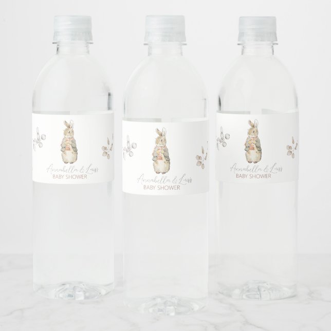 Peter the Rabbit Fall Autumn Winter Baby Shower Water Bottle Label (Bottles)