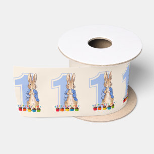 Peter the rabbit First Birthday cupcakes & candles Satin Ribbon