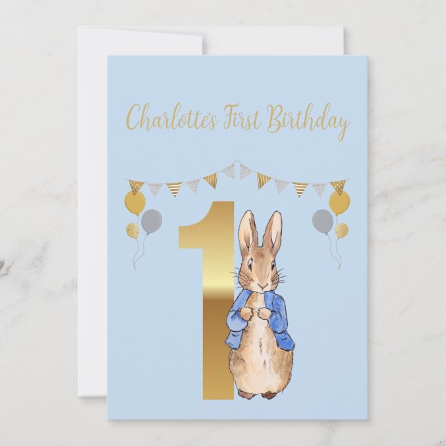 Peter the Rabbit First Birthday Invitation (Front)