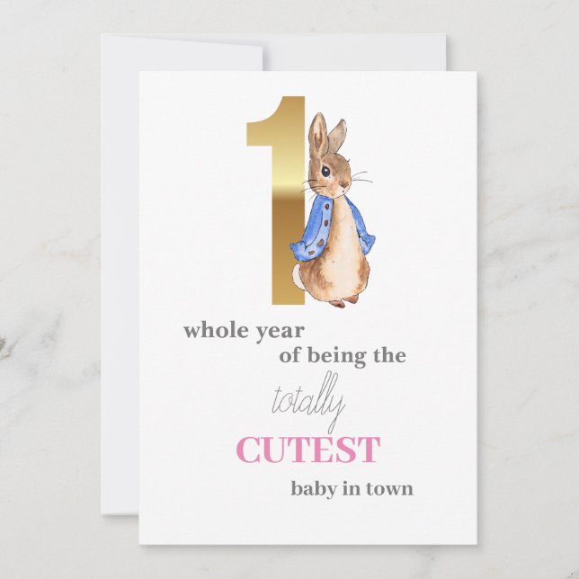 Peter the Rabbit First Birthday Invitation (Front)