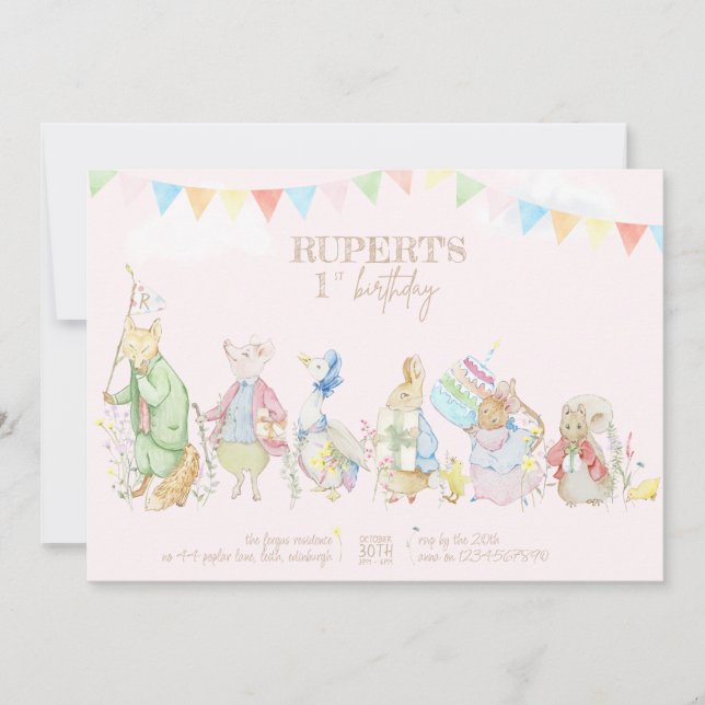 Peter the Rabbit First Birthday Invitation (Front)