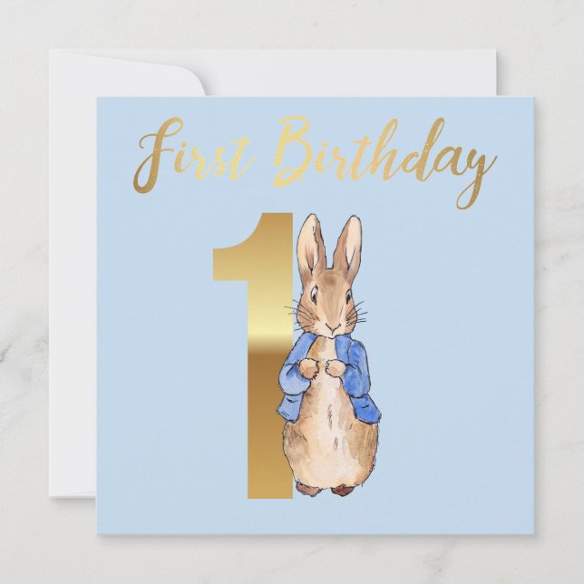 Peter the Rabbit First Birthday Invitation (Front)