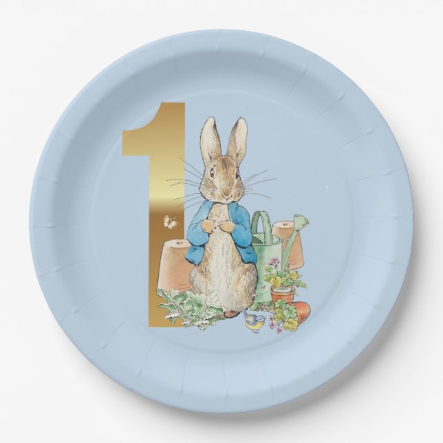 Peter the Rabbit First Birthday Paper Plate (Front)