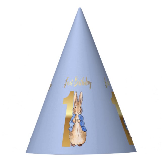 Peter the Rabbit First Birthday Party Hat (Front)