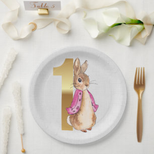 Peter the rabbit Flopsy 1st birthday Paper Plate