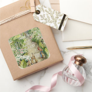 Peter the Rabbit Garden Baby Shower Square Sticker