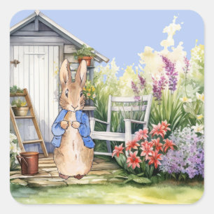 Peter the Rabbit Garden Shed Square Sticker