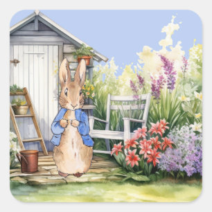 Peter the Rabbit Garden Shed Square Sticker