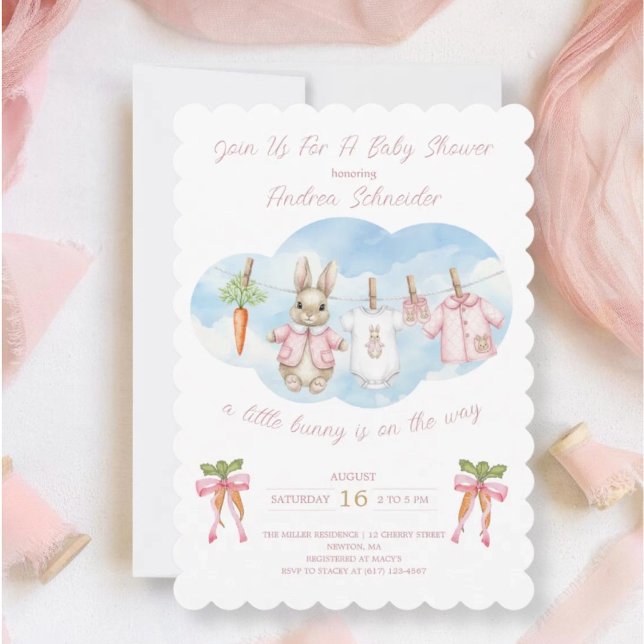 Peter the Rabbit Girl Clothesline Baby Shower   Invitation (Creator Uploaded)