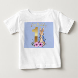 Peter the Rabbit Gold 1st Birthday Baby T-Shirt