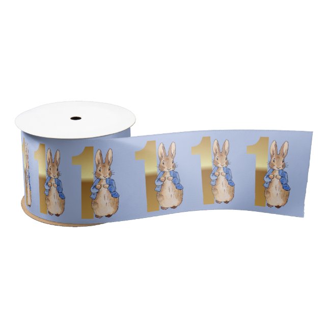 Peter the Rabbit Gold 1st Birthday Number One Satin Ribbon (Spool)