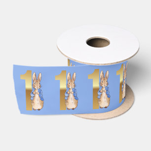 Peter the Rabbit Gold 1st Birthday Number One Satin Ribbon
