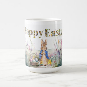 Peter the Rabbit Happy Easter and Baby Chicks Coffee Mug