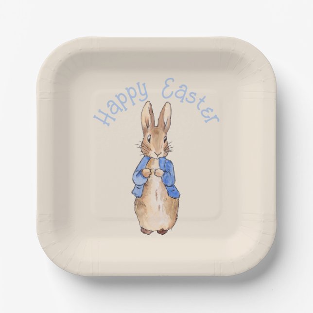Peter the rabbit Happy Easter greeting Paper Plate (Front)