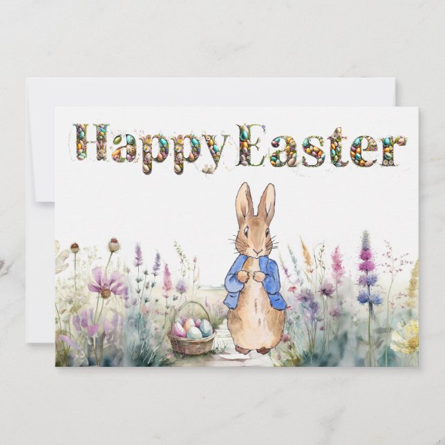 Peter the Rabbit Happy Easter Holiday Card (Front)