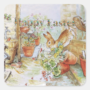 Peter the rabbit Happy Easter Square Sticker