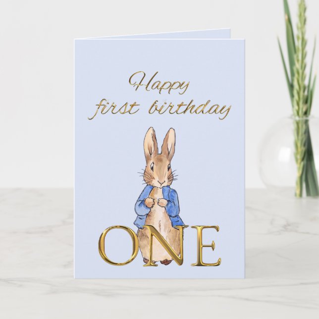 Peter the rabbit Happy First Birthday ONE Card (Front)