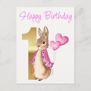 Peter the Rabbit Happy First Birthday Postcard