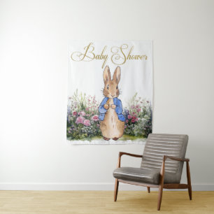 Peter the Rabbit his garden Baby Shower Backdrop Tapestry
